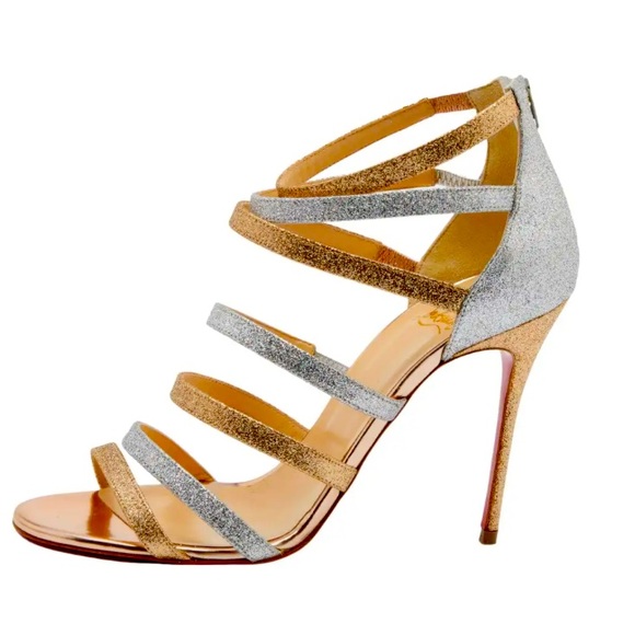 Christian Louboutin Shoes - Christian Louboutin Metallic Glitter
Mariniere Caged Sandals